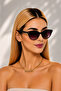 Cat Buckle Model New Season Light Frame Uv Protection Women's Sunglasses Leopard Frame Black Gradient Glass - 4