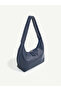 Navy Blue Shk331 Soft Textured, Zippered, Women's Hand, Arm and Shoulder Bag - 4