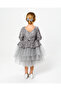 Girl's Sequined Tulle Evening Dress Long Sleeve - 3