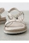 884032 Genuine Leather Trok Detail 5cm Padded Sole Sandals Shoes for Women - 2