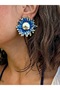 Gold Blue Enamel Sunflower Antiallergic Non-Tarnish Ultra Light Earrings