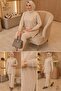 Sequined Embroidered Diamond Patterned Comfortable Fit Hijab Tunic - 2