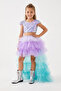 Lilac Sequined Blouse and Layered Tulle Skirt Girls' Two-Piece Set - Viven