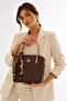 Brown Women's Shoulder and Hand Bag with Stylish Scarf Detail and Adjustable Strap for Daily Use - 2