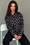 Black Polka Dot Satin Women's Shirt Mg2869 - 3