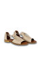 Cream Leather Women's Flat Sandals - 3