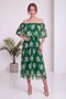 Women's Madonna Collar Floral Patterned Midi Length Chiffon Evening Dress Green, Brown, Black