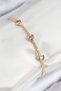 Brass Zircon Stone Pink Heart Model Gold Color Women's Bracelet