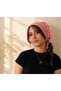Hand Knitted Mesh Sequin Bandana Crochet Bead Detailed Hair Accessory Beach Compatible Pink Color Summer Fashion - 6