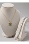 Stainless Steel Lotus Flower Necklace and Crystal Stone Waterway Bracelet Jewelry Set Gold Color Women's Combination - 5