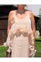 Pleated Floral Motif Chiffon Dress - 6
