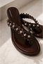 Women's Bitter Brown Flip-Flops with Rose and Pearl Heels, Orthopedic Women's Sandals