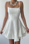 Women's Strappy Mini Dress Square Neckline Flounce Skirt Stylish Casual Event Graduation Dress - 3