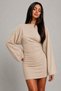 Women's Bodycon Long Bat Sleeve Oysho Mini Dress