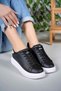 Women's Black-White Thick High-Sole Lightweight Casual Walking Sports Shoes and Sneakers - 4