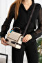 As 719 Multi-Compartment Quality Shoulder and Shoulder Bag with Shawl and Belt Detail, Cream Brown - 3