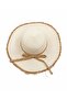 Women's Wide Brim Straw Beach Hat with Tasseled Edge and Knitted Bow Detail 45 cm – Cream - 4