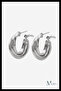 Silver Color Three Stripes Transitional Oval Hoop Earrings Thick Metal Women's Earrings