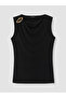 Black Crew Neck Gathered Blouse - 5