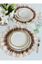 2 Pieces of Raw Linen Fisto Ruffle Detailed American Tablecloth - 3