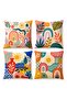 Abstract Sun and Rainbow Pattern 4-Piece Throw Pillow Cover Set - 3