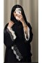 عباية دانتيل ابيض واسود