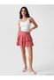 Özmarka New Season Blue Elastic Waist Floral Layered Mini Skirt with Shorts - 2