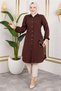 Viscose Tunic with Elastic Cuffs Brown - 2