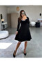Women's Long Sleeve Round Neck Midi Viscose Two Thread Dress