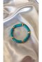 Women's Gold Detailed Blue Marble Look Elastic Bracelet - 3