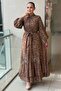 Rose Sequin Embroidered Belted Evening Dress - 2