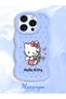 iPhone 15 Pro Max Compatible Case with Camera Protector Blue Silicone Couple Phone Case Kitty Pattern - 2