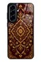 Samsung A57 Burgundy Glossy Phone Case with Ottoman Gold Design