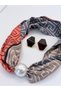 Satin Scarf Necklace and Earring Set with Magnet Pearl Detail 44 cm Women's Stylish Combination Accessory - 3