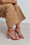 Ava Red Satin Cross Detail Ankle Strap Women's Heeled Shoes - 3