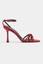 Ava Red Satin Cross Detail Ankle Strap Women's Heeled Shoes - 5