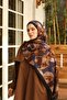 Petra Abstract Floral Pattern Shawl - Morcivert Brown - 3