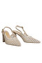Beige Knitted Open-Back Women's Heeled Shoes - 2