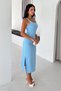 Scarlet Muse Women's Lycra Metal Strap Detailed Slit Midi Dress - 4