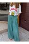 Women's Striped Draped Fabric Women's Elastic Waist Satin Loose Fit Pants - 3
