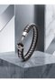 Steel Anchor Hematite Natural Stone Original Leather Weave Men's Gift Bracelet 01881