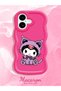 iPhone 16 Plus Compatible Case with Camera Protector Red Silicone Couple Phone Case Kuromi Pattern - 2