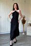 Asymmetrical Ruched Satin Dress with Rope Straps - 8