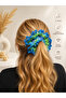 Blue Coral Handmade Knitted Scrunchie Hair Clip |   Large Size Hair Clip with Bead Detail - 3