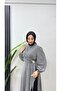 Stone Buckle Detailed Hijab Evening Dress - 5