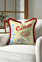 Marin Summer Striped Seaside Fringed Pillowcase - Retro Beach Yellow Blue Red Tassel Throw Pillow Cover