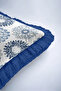 Blue Floral Pattern Stylish Ethnic Fringed Pillow Cover - Elegant Floral Navy Blue Tassel Throw Pillow Cover - 8