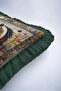 Horse Figured Flower Garden Fringed Pillowcase-Artistic Eclectic Green Black Tassel Throw Pillow Cover - 8