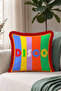 Striped Disco Fringe Pillowcase - Pop Art Retro Modern Multicolor Burgundy Tassel Throw Pillow Cover - 3