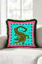 Exotic Crocodile Colorful Fringed Pillowcase - Tropical Bohemian Turquoise Pink Tassel Throw Pillow Cover - 7